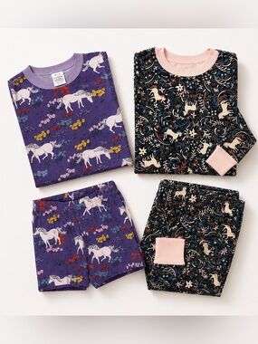 Hanna Andersson Pajamas 3T 4 Purple Horse Unicorn Girls Sleepwear Bundle